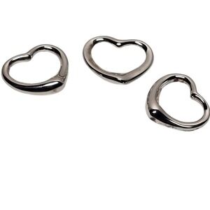 Lot of 3 Sterling Silver 925 Open Heart Pendants Charms 0.75 Inch Small